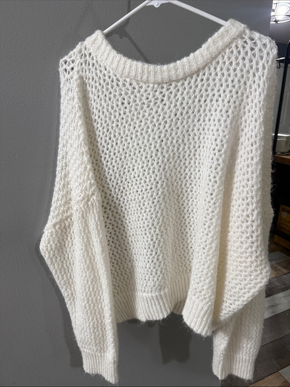 wild fable Cream Open-Weave Scoop Neck Sweater